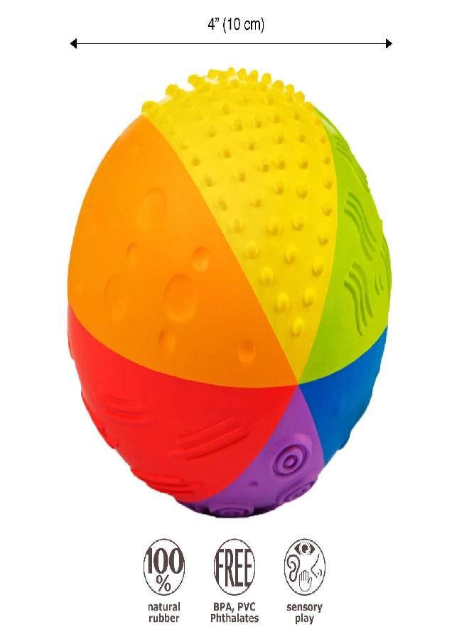 caaocho Pure Natural Rubber Sensory Ball for Babies Rainbow 4" - Sensory Toy, Promotes Sensory Development, Rainbow Colors, Perfect Bouncer, Gentle Squeaking, BPA Free, PVC Free, Food-Grade Paint - Image 3