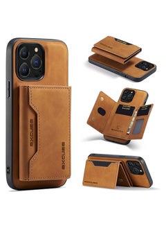 Dg Ming Premium Leather iPhone 14 Pro Wallet Case Back Cover Magnetic Detachable with Trifold Wallet Card Holder Pocket for iPhone 14 Pro Brown  - Image 1