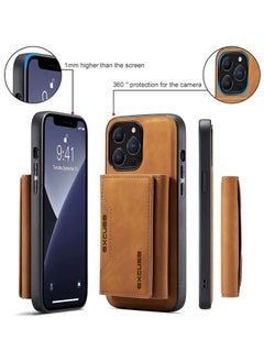 Dg Ming Premium Leather iPhone 14 Pro Wallet Case Back Cover Magnetic Detachable with Trifold Wallet Card Holder Pocket for iPhone 14 Pro Brown  - Image 5