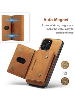 Dg Ming Premium Leather iPhone 14 Pro Wallet Case Back Cover Magnetic Detachable with Trifold Wallet Card Holder Pocket for iPhone 14 Pro Brown  - Image 2