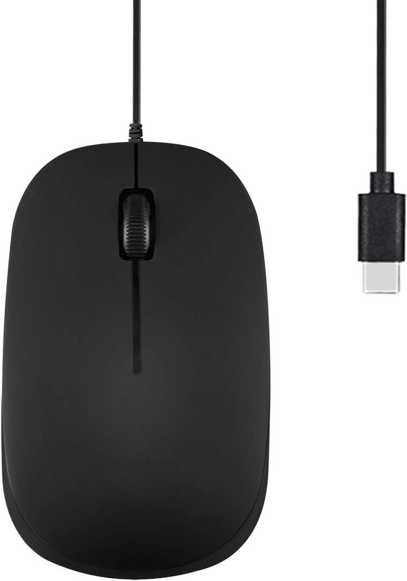 Perixx PERIMICE-201C USB Type C Wired Optical Mouse with 3-Button, Scroll Wheel, 1000 DPI, Black - Image 1