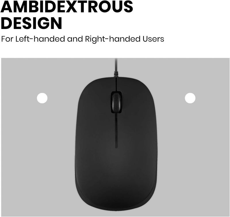 Perixx PERIMICE-201C USB Type C Wired Optical Mouse with 3-Button, Scroll Wheel, 1000 DPI, Black - Image 4