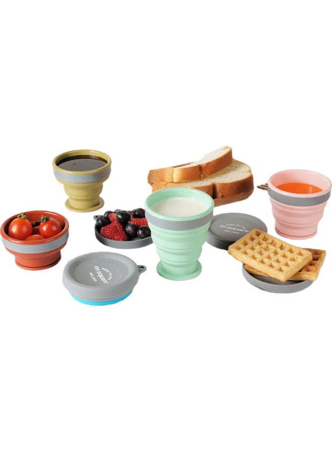 M Square Folding Cup, Portable Travel Silicone Cup And Bowl, Food-grade Ramen Bowl, Camping Outdoor Picnic Baby Bowl, Cherry Bloss Pink - Image 1