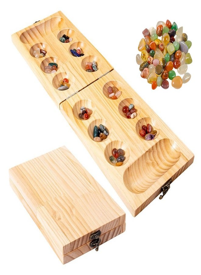 SUSWIM Mancala Board Game for Kids & Adult Wooden Board with Colorful Stones 2-Player Strategy & Educational Toy Party Toys | Parent-Child Time - Image 1