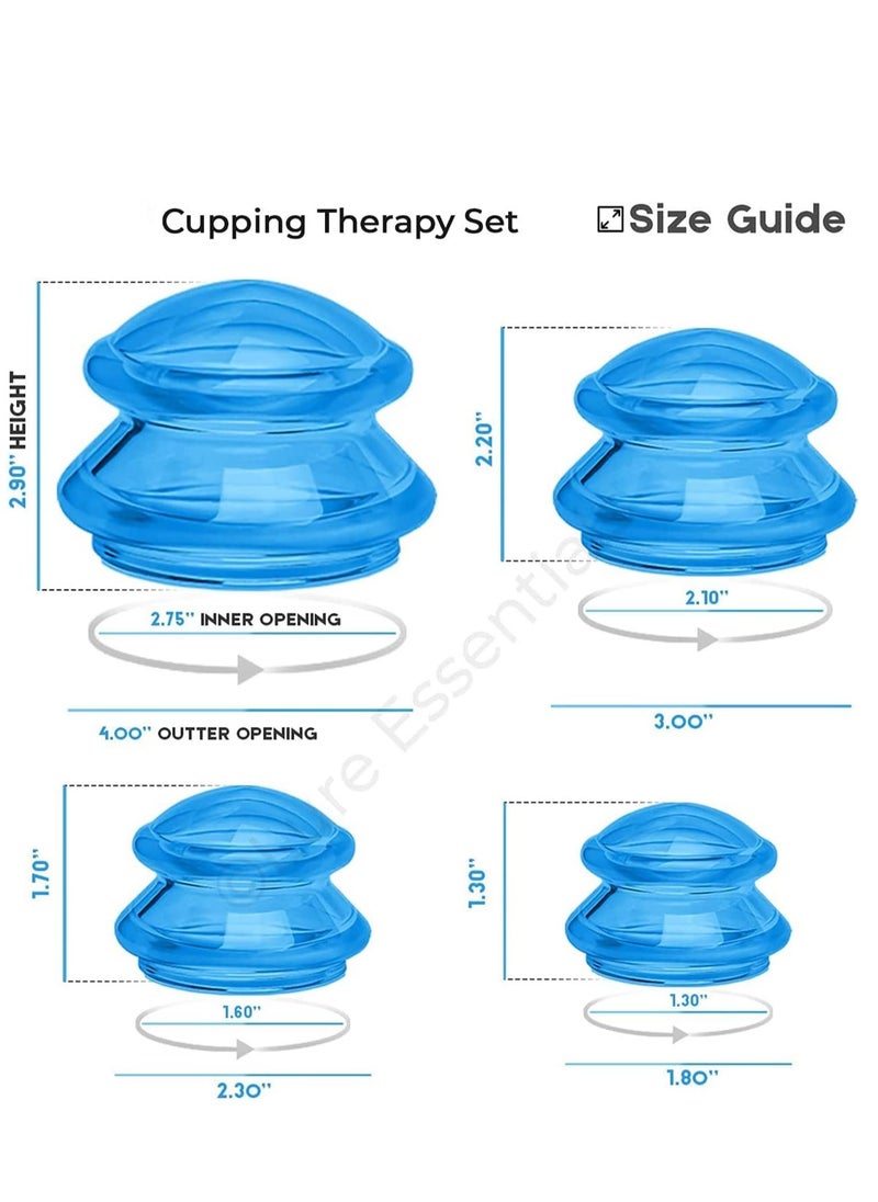 SYOSI - Cupping Set  Ultra Clear Blue Silicone Therapy for Cellulite Reduction and Myofascial Release - Massage Therapists and Home Use - Image 1