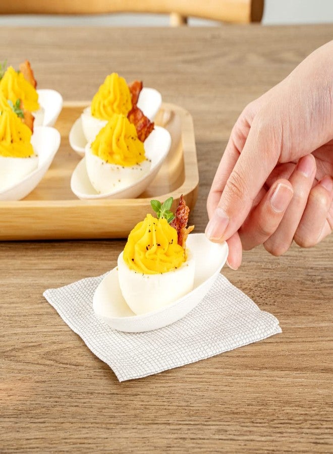 Restaurantware Pulp Safe No PFAS Added 3.2 x 2.1 Inch Tasting Dishes 100 Disposable Dishes - Home Compostable Microwavable And Freezable White Bagasse Food Dishes Egg Shape For Appetizers - Image 5