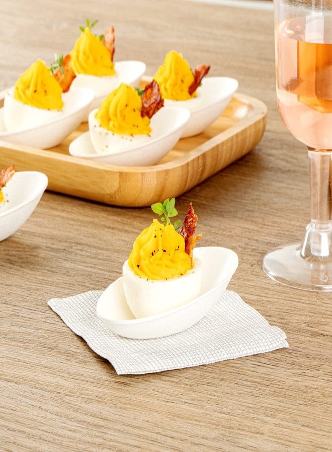 Restaurantware Pulp Safe No PFAS Added 3.2 x 2.1 Inch Tasting Dishes 100 Disposable Dishes - Home Compostable Microwavable And Freezable White Bagasse Food Dishes Egg Shape For Appetizers - Image 3