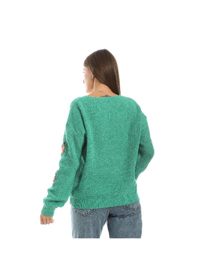 سيزار كارديجان صوف حريمي قصير  مزين بفراولات صوف  وزراير من الأمام - Image 4