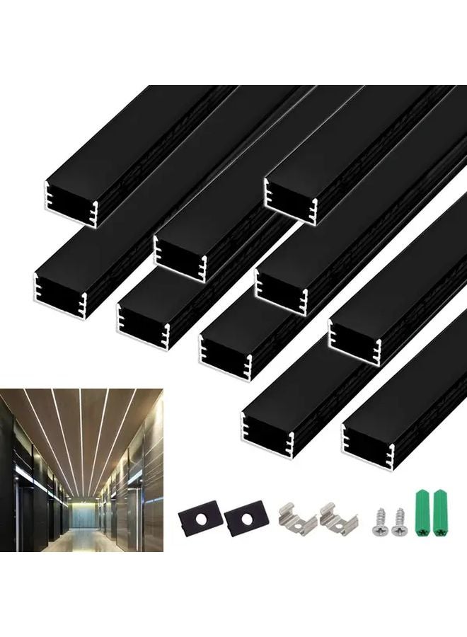 Black Aluminum LED Channel System With Opal Diffuser Cover Mounting Clip - Image 1