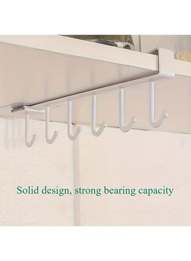 Black Wall Mounted Kitchen Organizer With 6 Hooks And Cup Holder - Image 4