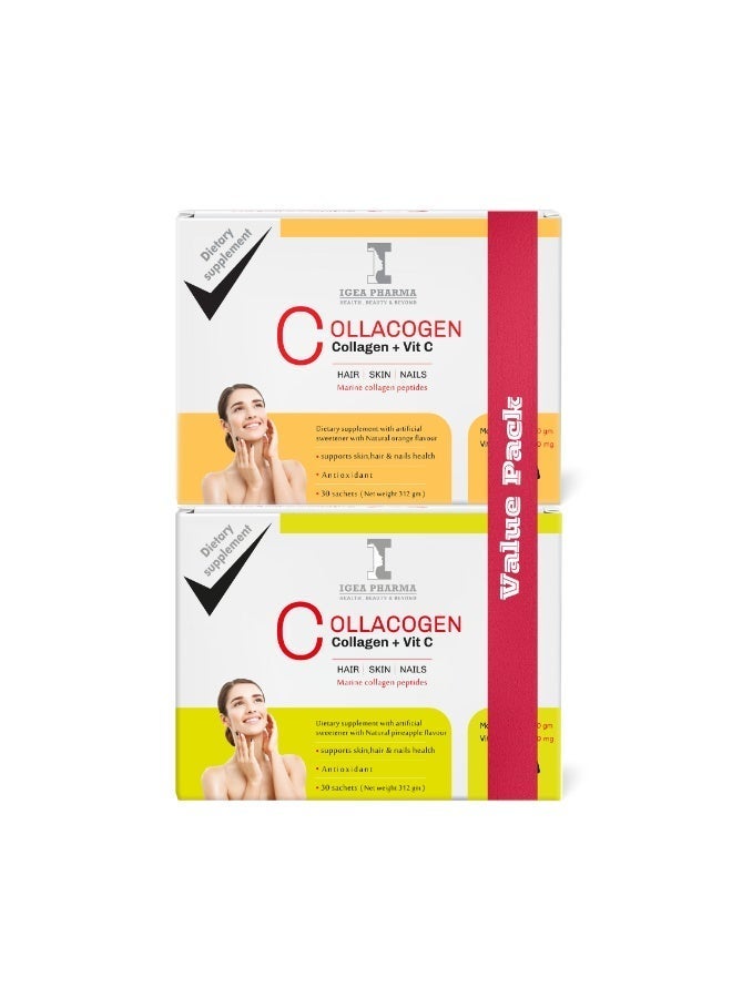 إيجيا فارما مجموعة كولاجين بنكهتين (برتقال وأناناس) 60 كيسًا - Image 2