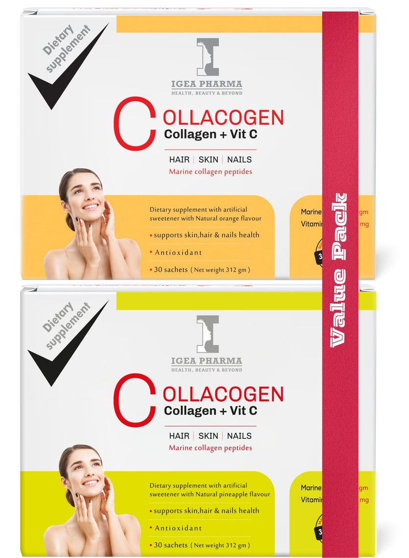 إيجيا فارما مجموعة كولاجين بنكهتين (برتقال وأناناس) 60 كيسًا - Image 1