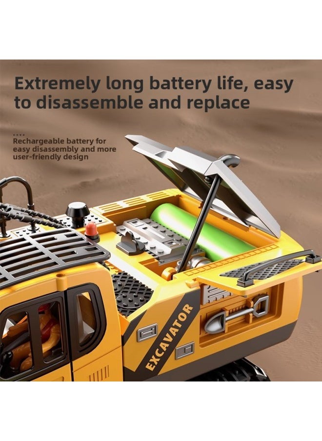 Generic Wen Zhuangyuan 15-way Excavator Alloy Children's Remote Control Excavator High-end Electric Excavator Engineering Toys Cross-border-Color:Nine Directions [large Minervan]-Scale:3 Car Body Batteries  - Image 5
