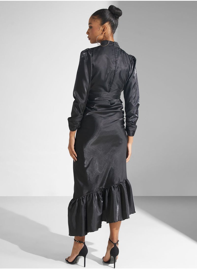 Golden Apple - Tiered Hem Belted Dress - Image 1