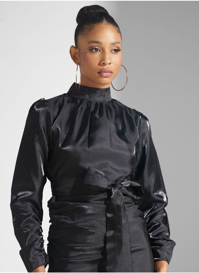 Golden Apple - Tiered Hem Belted Dress - Image 1