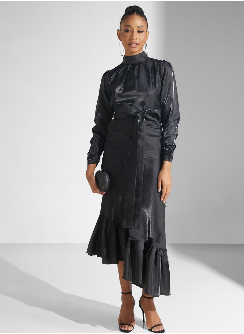 Golden Apple - Tiered Hem Belted Dress - Image 1