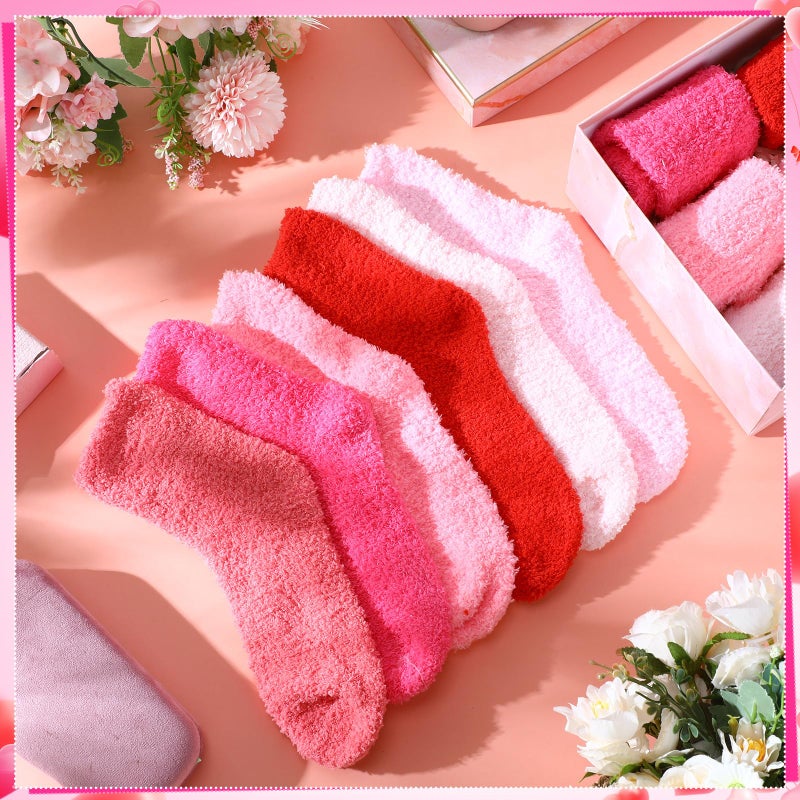 Foaincore 24 Pairs Valentines Women Fuzzy Socks Bulk Cozy Fluffy Winter Warm Socks Pink Red Soft Sleeping Gifts for Valentine's Day - Image 3