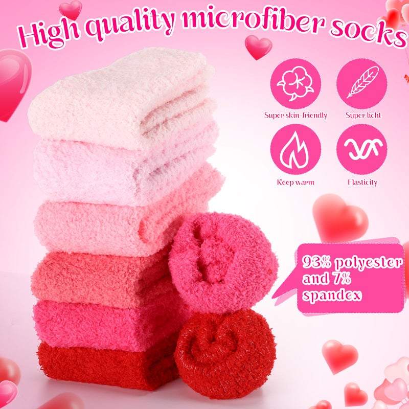 Foaincore 24 Pairs Valentines Women Fuzzy Socks Bulk Cozy Fluffy Winter Warm Socks Pink Red Soft Sleeping Gifts for Valentine's Day - Image 4