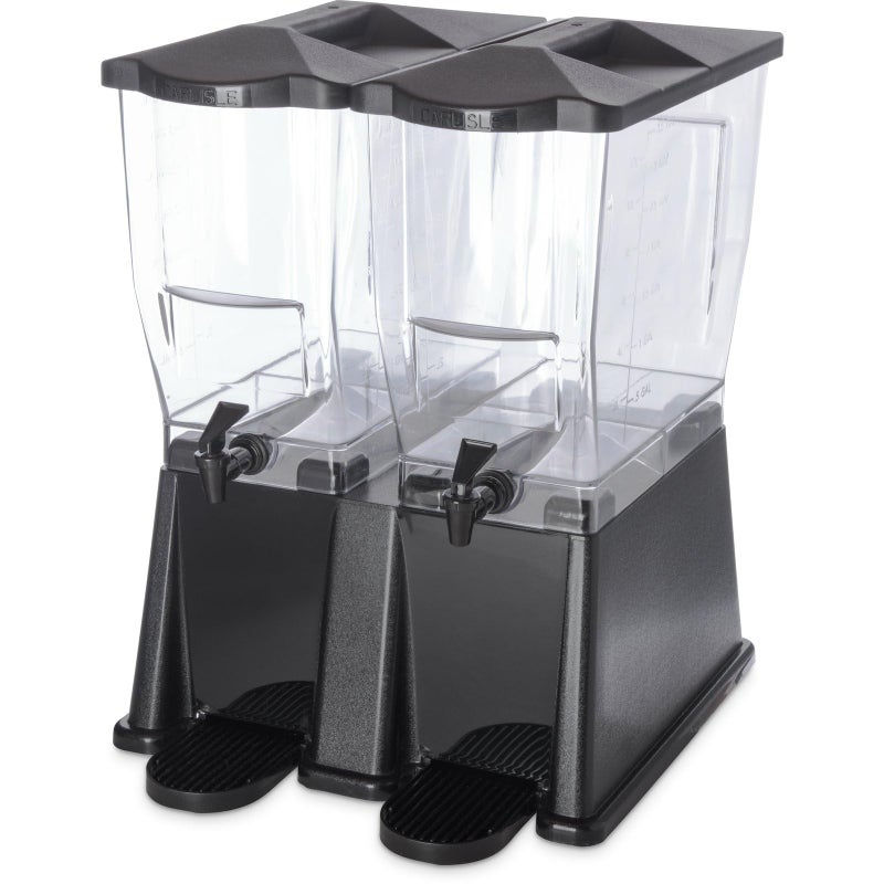 Carlisle FoodService Products Trimline Double Base Rectangular Beverage Dispensers with Spigot for Catering Buffets Restaurants Polycarbonate Pc 2 x 35 Gallons Black