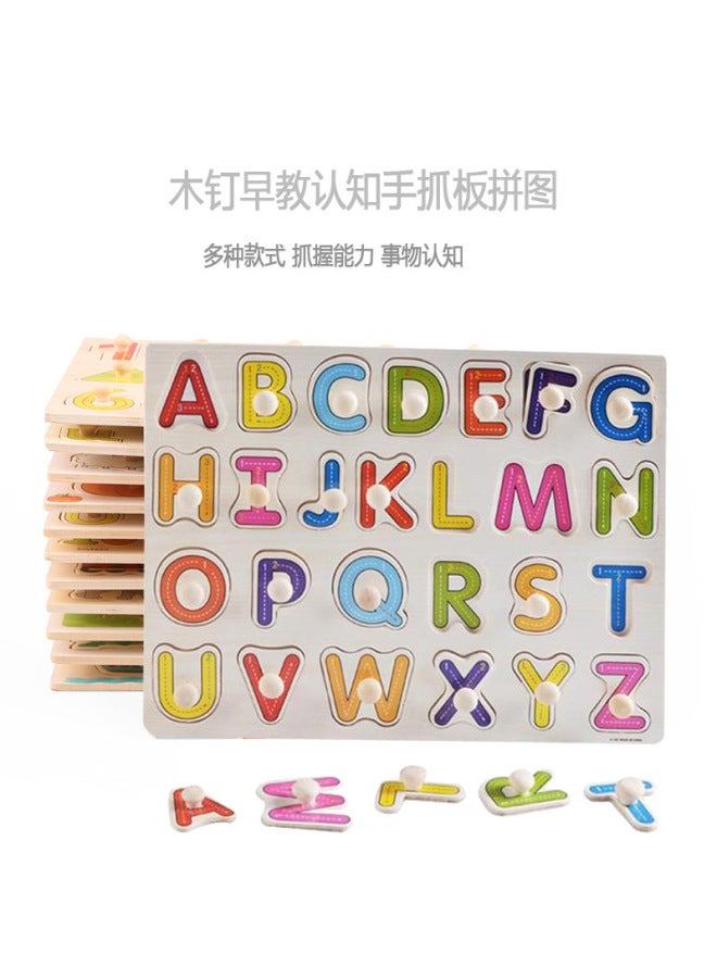 Mushroom Peg Puzzle Board Children's Montessori Early Education Toy Alphabet Numbers Fruit Shape Puzzle Wooden Assembly - Image 2