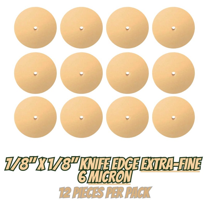 Dedeco Sunburst Rubber Abrasive Wheel for Rotary Tool - 7/8" (22mm) Knife-Edge Wheel,Polishing Rotary Tool Accessories, Extra-Fine 6 Micron 2500 Grit, Peach Aluminum Oxide - 12 Pieces Per Pack - Image 2
