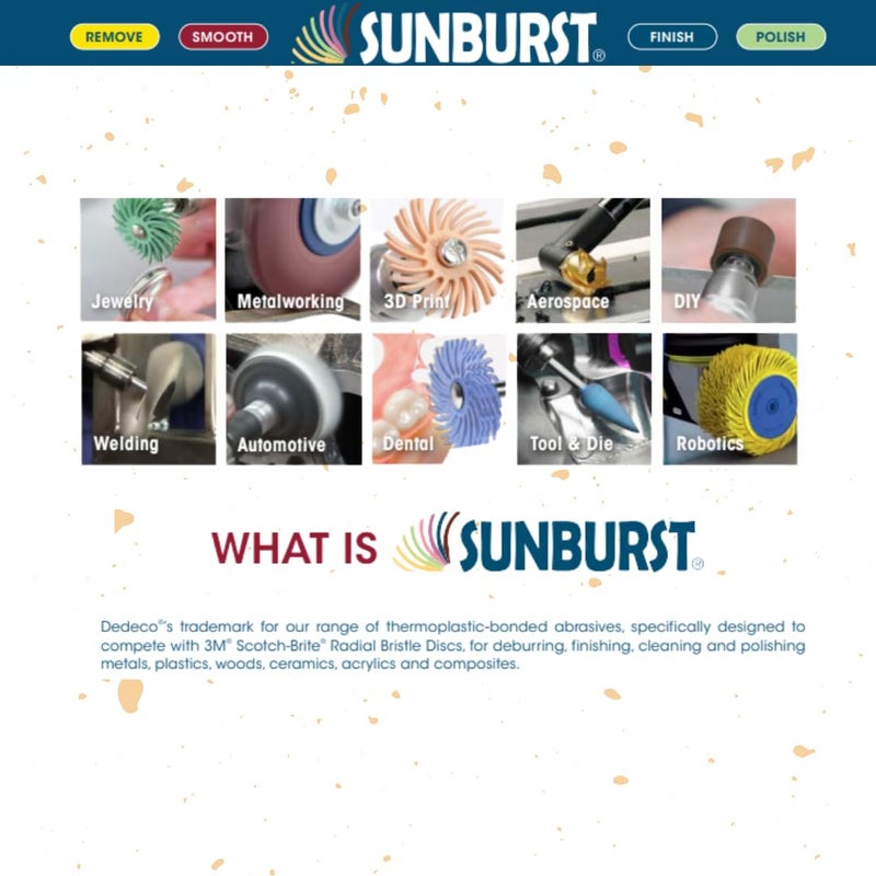 Dedeco Sunburst Rubber Abrasive Wheel for Rotary Tool - 7/8" (22mm) Knife-Edge Wheel,Polishing Rotary Tool Accessories, Extra-Fine 6 Micron 2500 Grit, Peach Aluminum Oxide - 12 Pieces Per Pack - Image 4