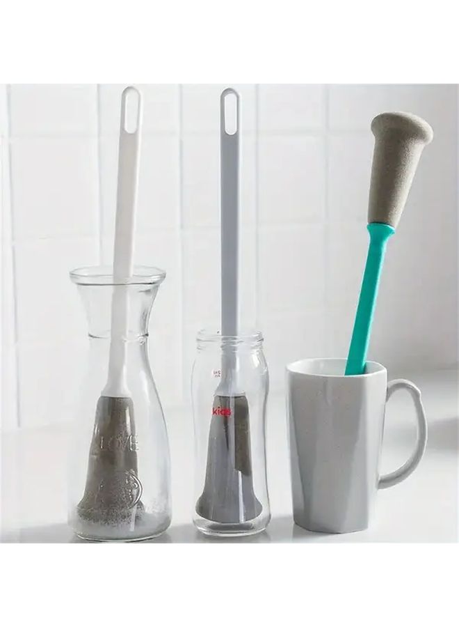 White Scandinavian Long Handle Bottle Cup Sponge Brush Ergonomic Plastic Cleaning - Image 5