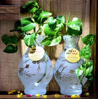 MITHILA HANDICRAFTS Oval Glass Vase for Money Plant Lucky Bamboo Sticks Elegant Frosted Vase Flower Pot Set of 2 vases 24X15 cm Clear - pzsku/Z5655F1552A0DB4E4FDCFZ/45/1745820799/c6b65582-e18c-44d6-8794-0d80fe75b713