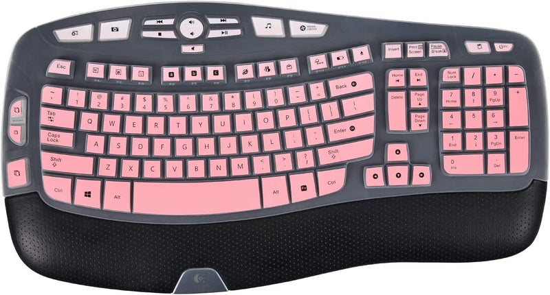 iKammo Keyboard Cover Compatible with Logitech MK570 K350 MK550 Wireless Wave KeyboardColor Logitech MK550 Wireless Wave Keyboard Ultra Thin Silicone Protector Skin for Men BoysOmbre Pink - Image 2
