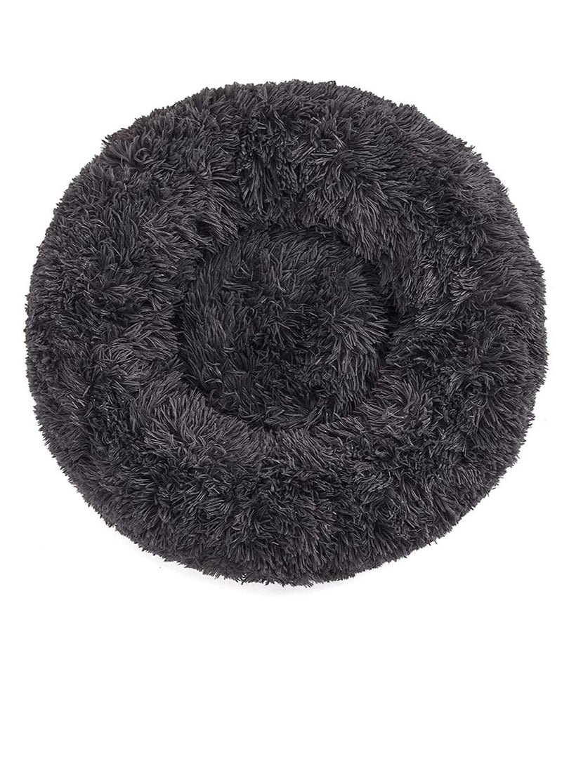 Donut Dog Bed, Cat Bed for Indoor Cats, Cat Calming Bed, Faux Fur Pillow Pet Donut Cuddler Round Plush Bed, Soft Fluffy Warm and Cozy to Improved Sleep, Machine Washable (20in)