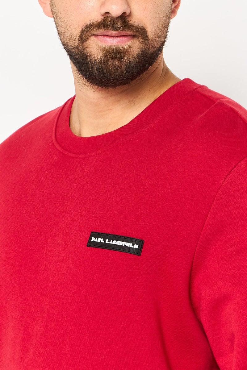 Karl Lagerfeld Men Crew Neck Long Sleeve Brand Long Sweatshirts, Red - Image 2