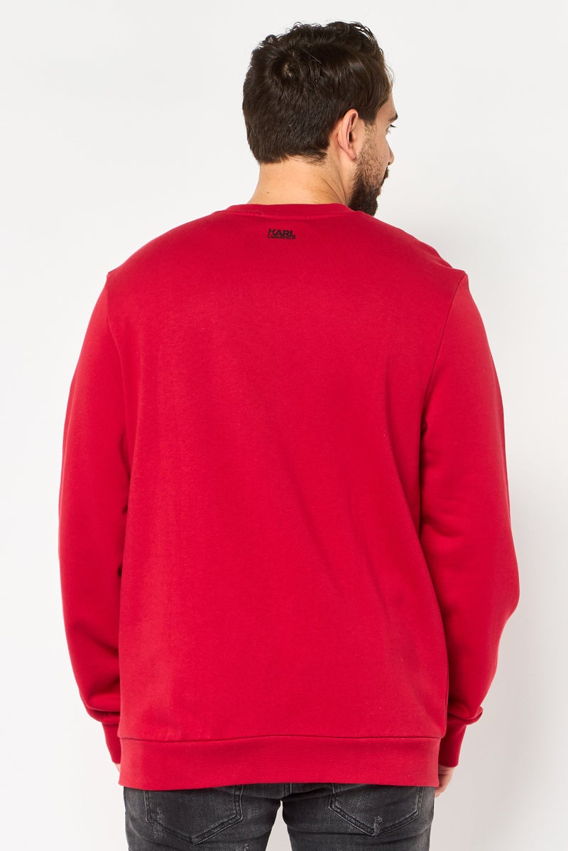 Karl Lagerfeld Men Crew Neck Long Sleeve Brand Long Sweatshirts, Red - Image 4