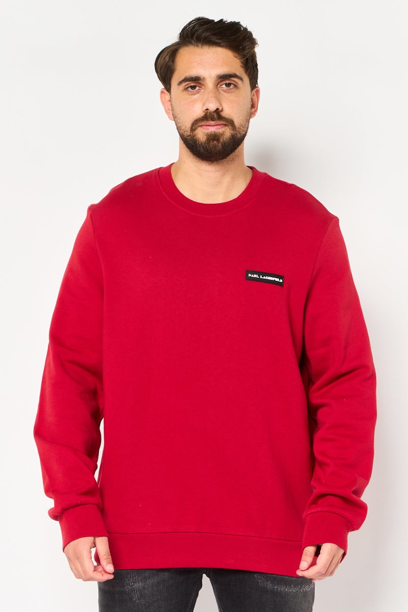 Karl Lagerfeld Men Crew Neck Long Sleeve Brand Long Sweatshirts, Red - Image 1
