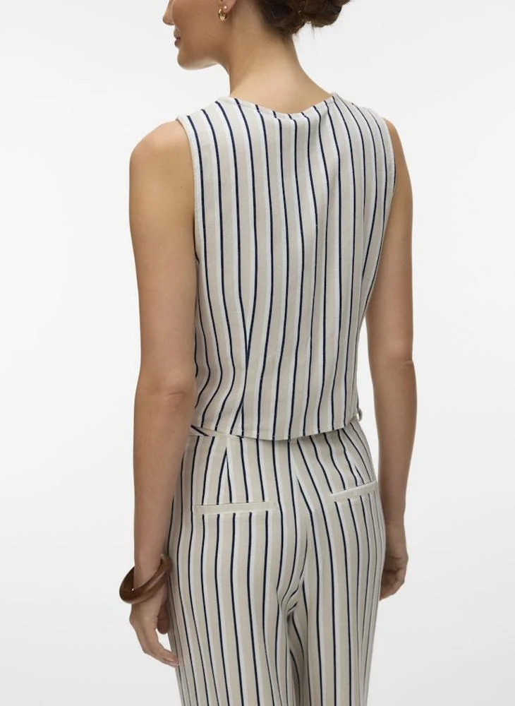 VERO MODA VMMYMILO Sleeveless linen Tailored Waistcoat