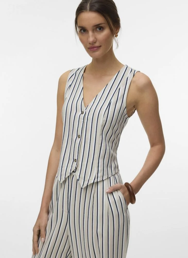 VERO MODA VMMYMILO Sleeveless linen Tailored Waistcoat