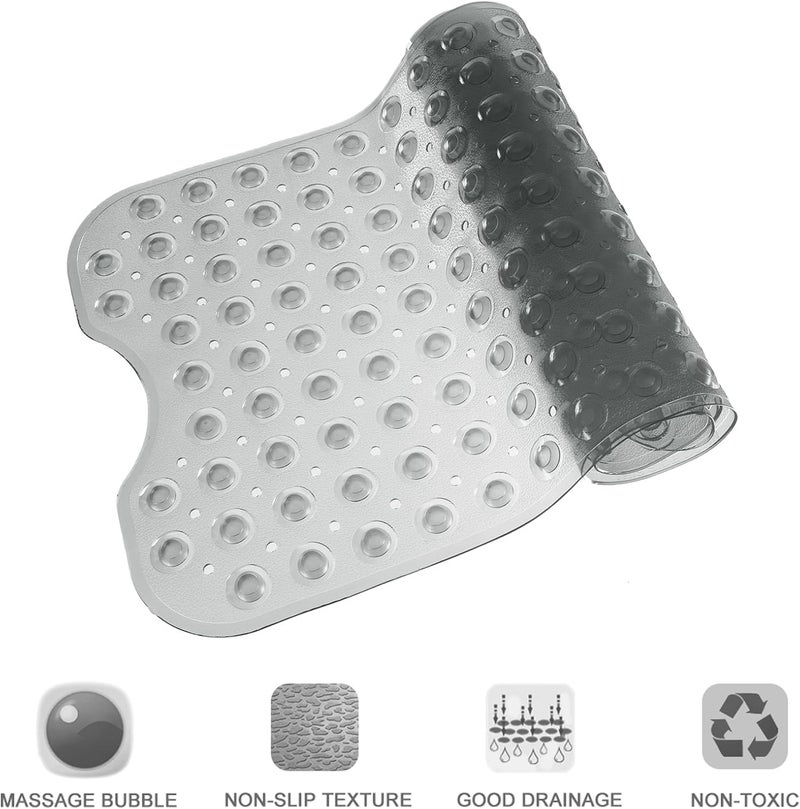 Linoows Bathtub and Shower Mats, Extra Long Non-Slip Bath Tub Mat 39 x 16 Inch, Machine Washable Bathmat with Suction Cups & Drain Holes for Bathroom Floor, Clear Grey - Image 4