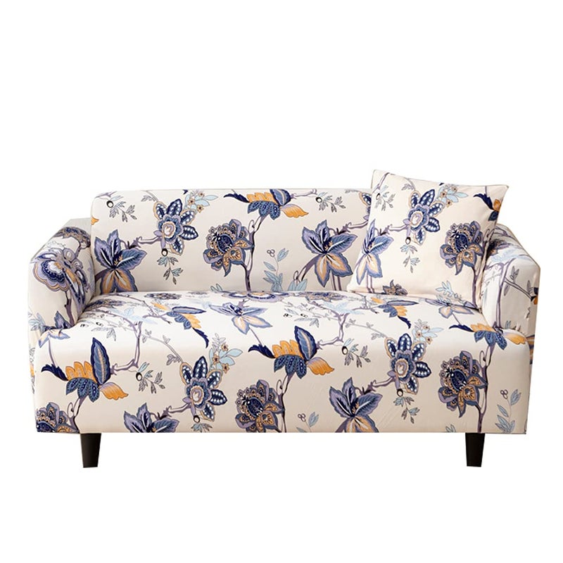 HOOBUY Printed Sofa Cover Stretch Couch Covers Sofa Slipcovers for 4 Cushion Couch with Two Free Pillow Case USYMR 4 SeaterLarge 3 Seater