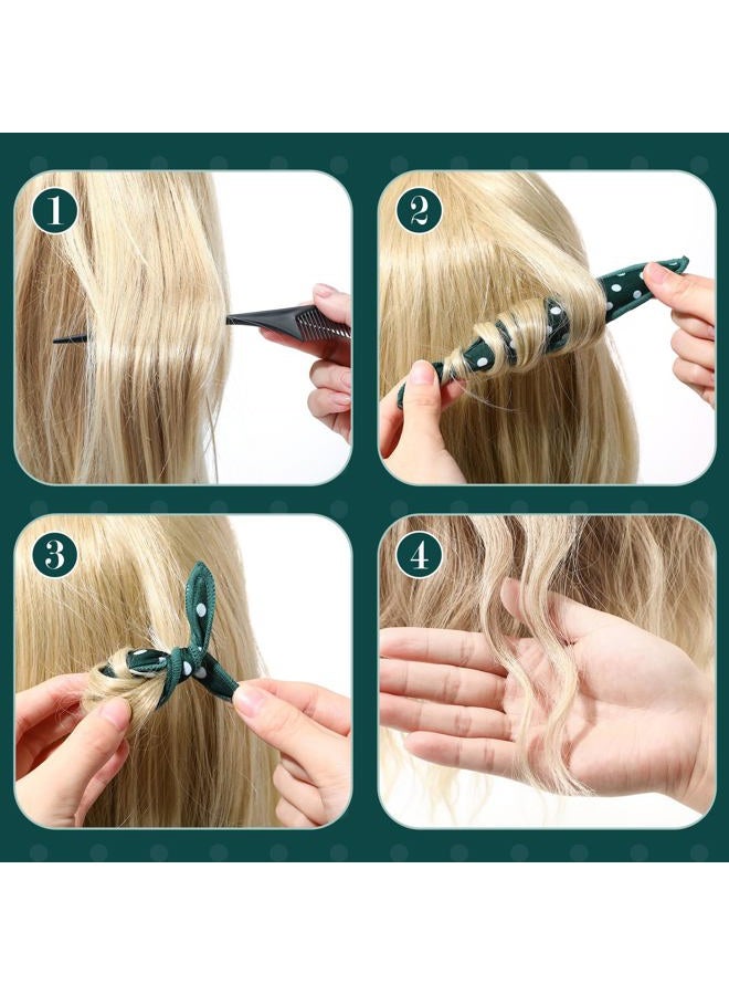 Bememo 40 Pieces Soft Curlers Hair Rollers Overnight Heatless Pillow Rollers for Hair Satin Sponge Curlers to Sleep in No Heat for Long Short Styling Tools(Dark Green) - Image 4