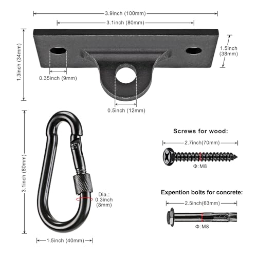 Dolibest Heavy Bag Hangers & Brackets - Ceiling Mount with Carabiner for Strength Training, Aerial Yoga & Resistance Bands - Image 4
