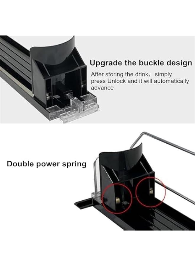 MIXDE Soda Can Dispenser for Refrigerator,Self-Pushing Drink Organizer for Fridge, Width Adjustable Fridge Organization, Beer Pop Can Water Bottle Drink Dispenser for Fridge (Black-3 Row) - Image 4