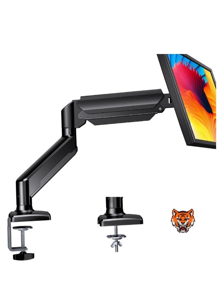 TIGER Single Monitor Arm for 13-32 Inch Screens – Adjustable Gas Spring Mount, Holds up to 22 lbs, VESA Mount with C-Clamp & Grommet Base, Max VESA 100x100mm  - Image 1