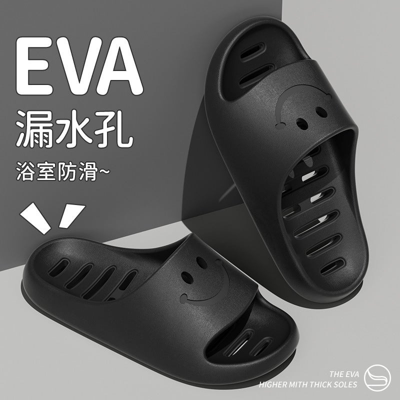 2025 new style bathroom leaky slippers womens home indoor bathroom bath special quick-drying non-slip slippers for men Black 