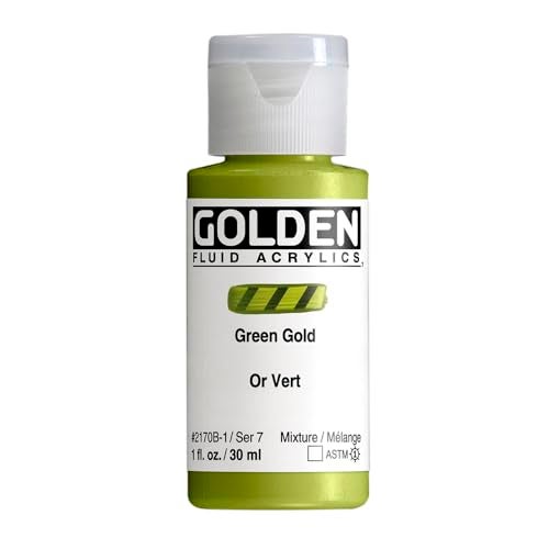 Golden Fluid Acrylic Paint 1 Ounce-Green Gold - Image 1