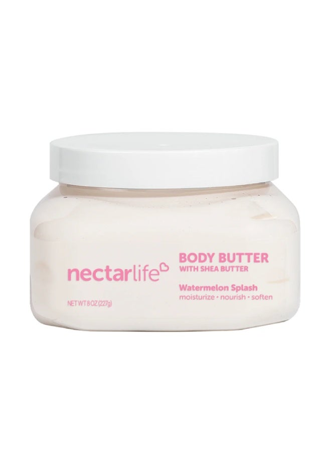 Nectar Life Shea Body Butter, Body Cream, Hydrating Moisturizer with Pure Shea Butter, Provides Ultimate Nourishment & Hydration, Avocado and Apricot Kernel Oil, 8oz (Watermelon Splash) - Image 1