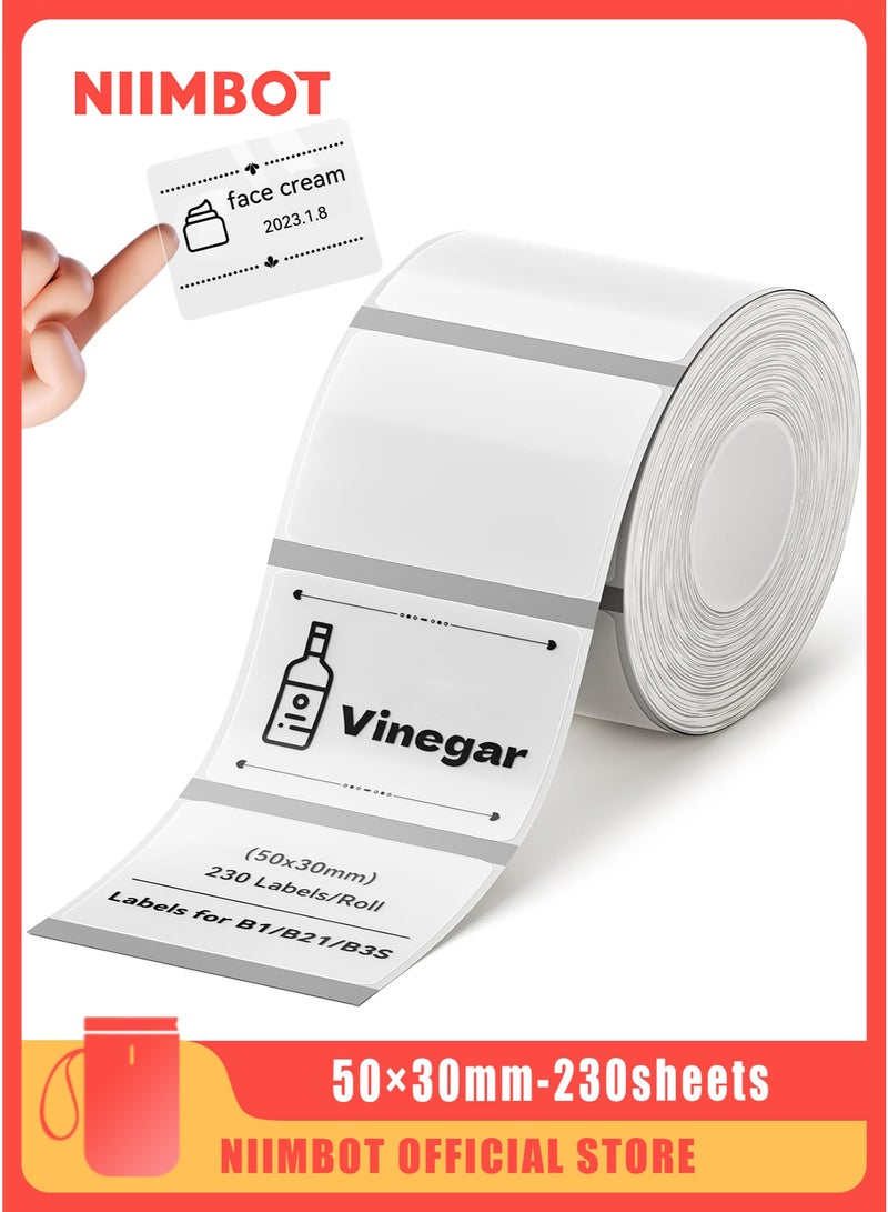 NIIMBOT B21/B1/B3S/B21Pro Label Maker Tape Waterproof Tape Label Paper Clear Label Paper Thermal Sticker Paper for Barcode Printing 50*30mm, Clear - Image 1