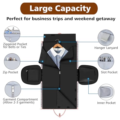 TIBES Convertible 2-in-1 Garment Bags for Travel, Carry On Garment Duffle Bag With Shoe Compartment Large Weekender Bag for Women Men Hanging Suitcase Suit Travel Duffel Overnight Bags 4pcs Set - Image 3
