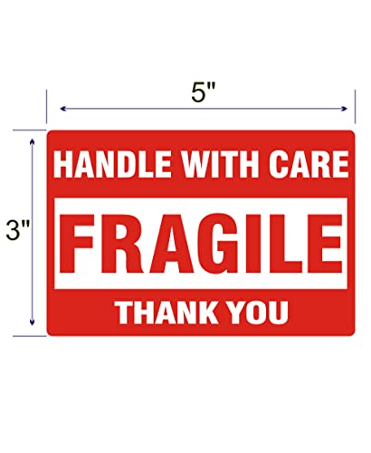 FungLam [1 Roll, 500 Labels] 3" x 5" Fragile Stickers Handle with Care Warning Packing/Shipping Labels - Permanent Adhesive - Image 2