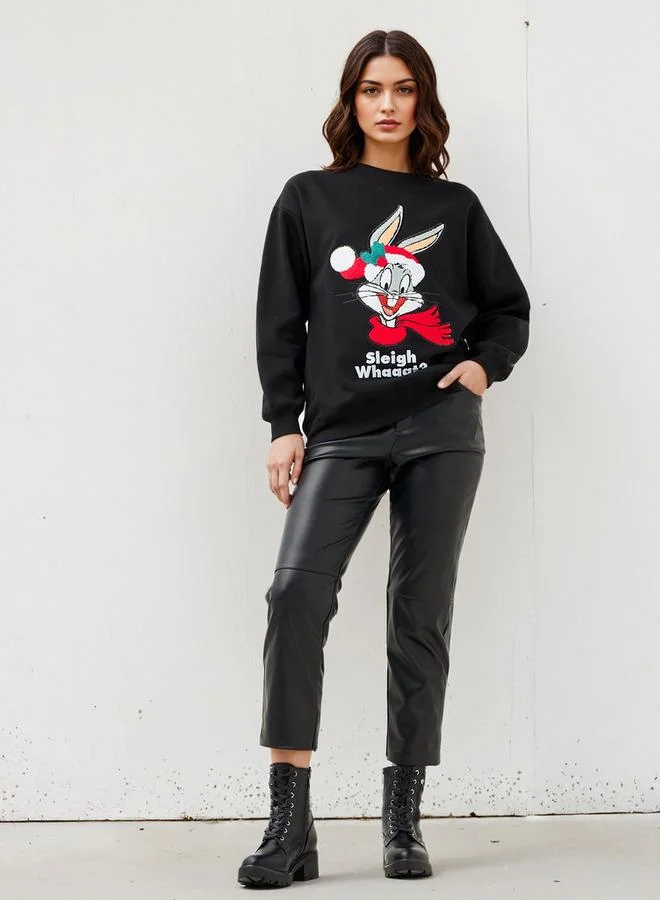 SP Characters Looney Tunes Embroidered Oversized Sweatshirt