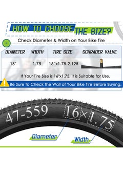 Generic 2 Pcs 16" Bicycle Tubes, 16x1.75-2.125 Inches Bicycle Tube with 2 Tire Levers Butyl Rubber Bike Inner Tube with 32mm Schrader Valve for Road/MTB/Kids Bike  - Image 2
