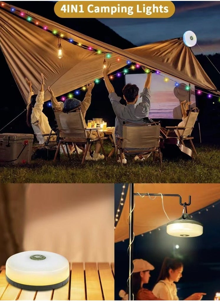 Dominy Camping Fairy Lights,Multifunctional 4 in 1 Design Camping Light String USB Rechargeable Outdoor Tent Decor Light,LED Flashlight With Magnet Hook  - Image 2